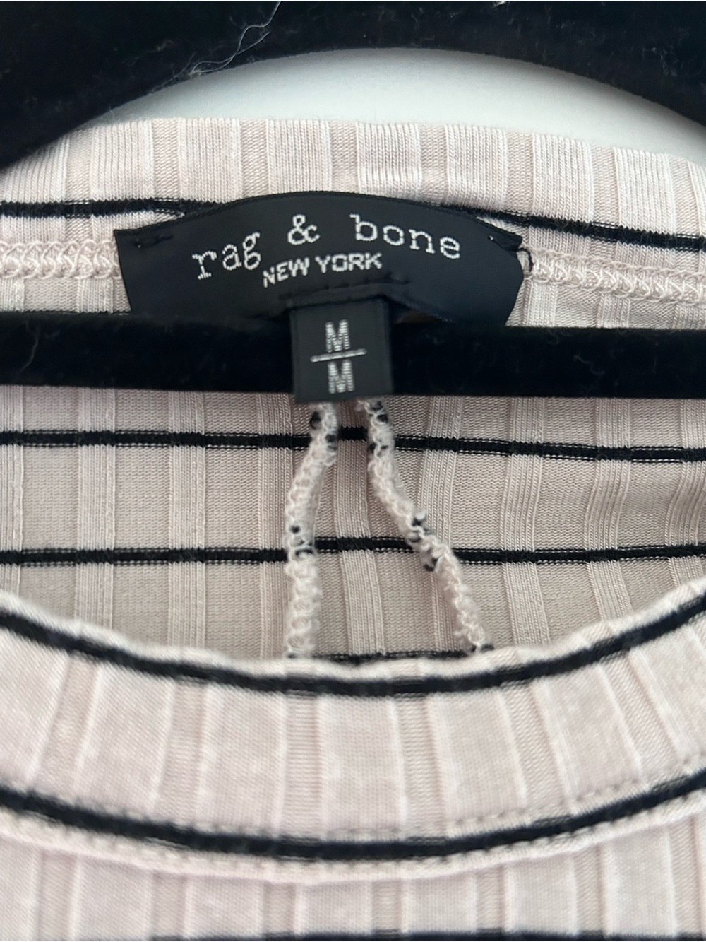 rag & bone Cream Tee with Black Pinstripes - Picture 2 of 5